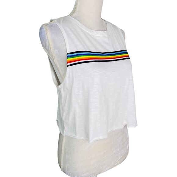 Tres Bien Sleeveless Cropped Tee Rainbow Large New - Picture 8 of 9